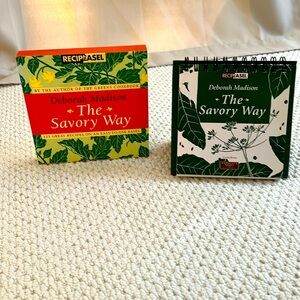 Like new condition “The Savory Way” recipe book on easel stand